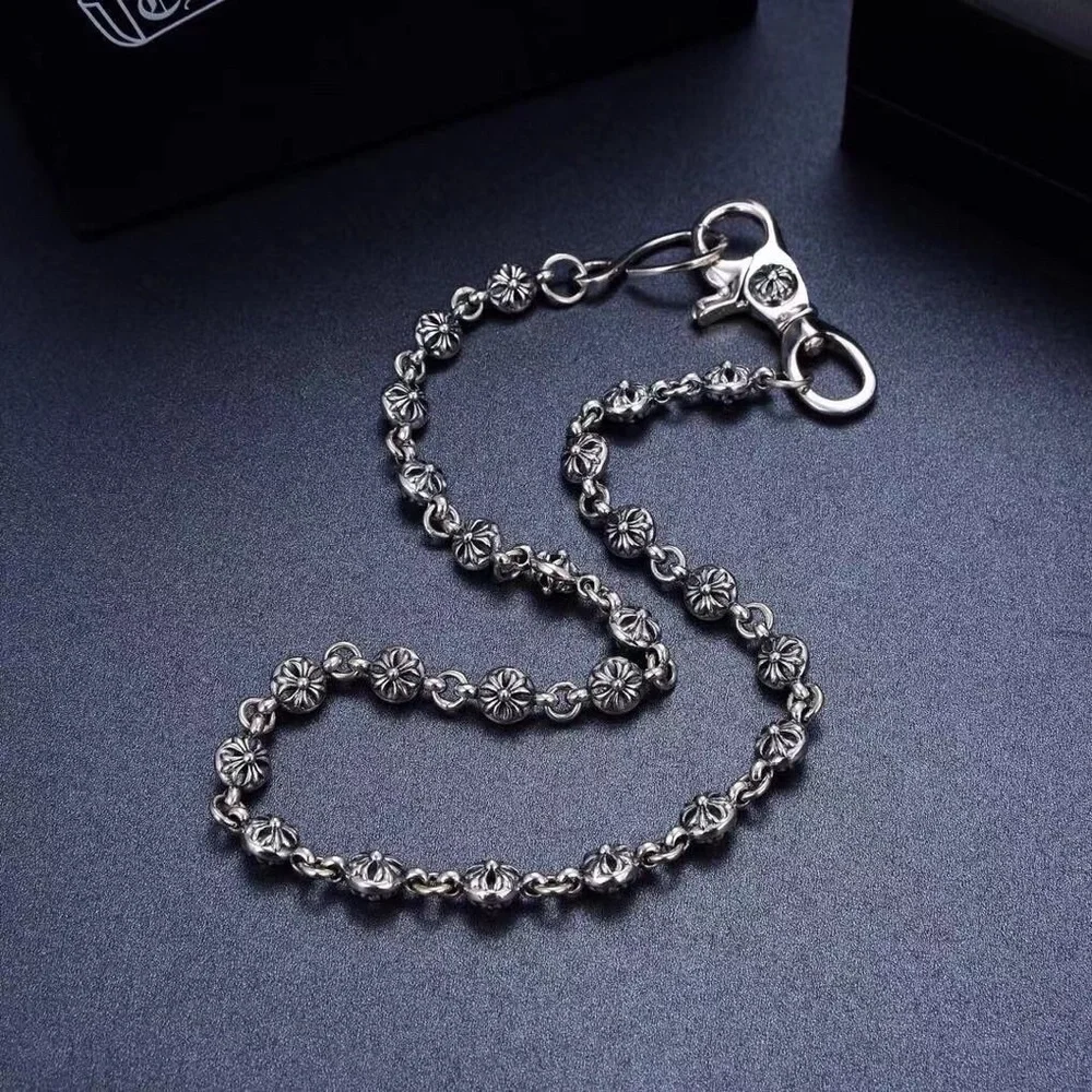 Chrome Hearts Silver Floral Link Wallet Chain
